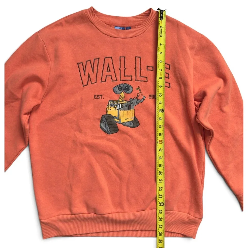 Disney Pixar Wall-E Sweatshirt Orange Embroidered Pullover Crewneck Men's Size M